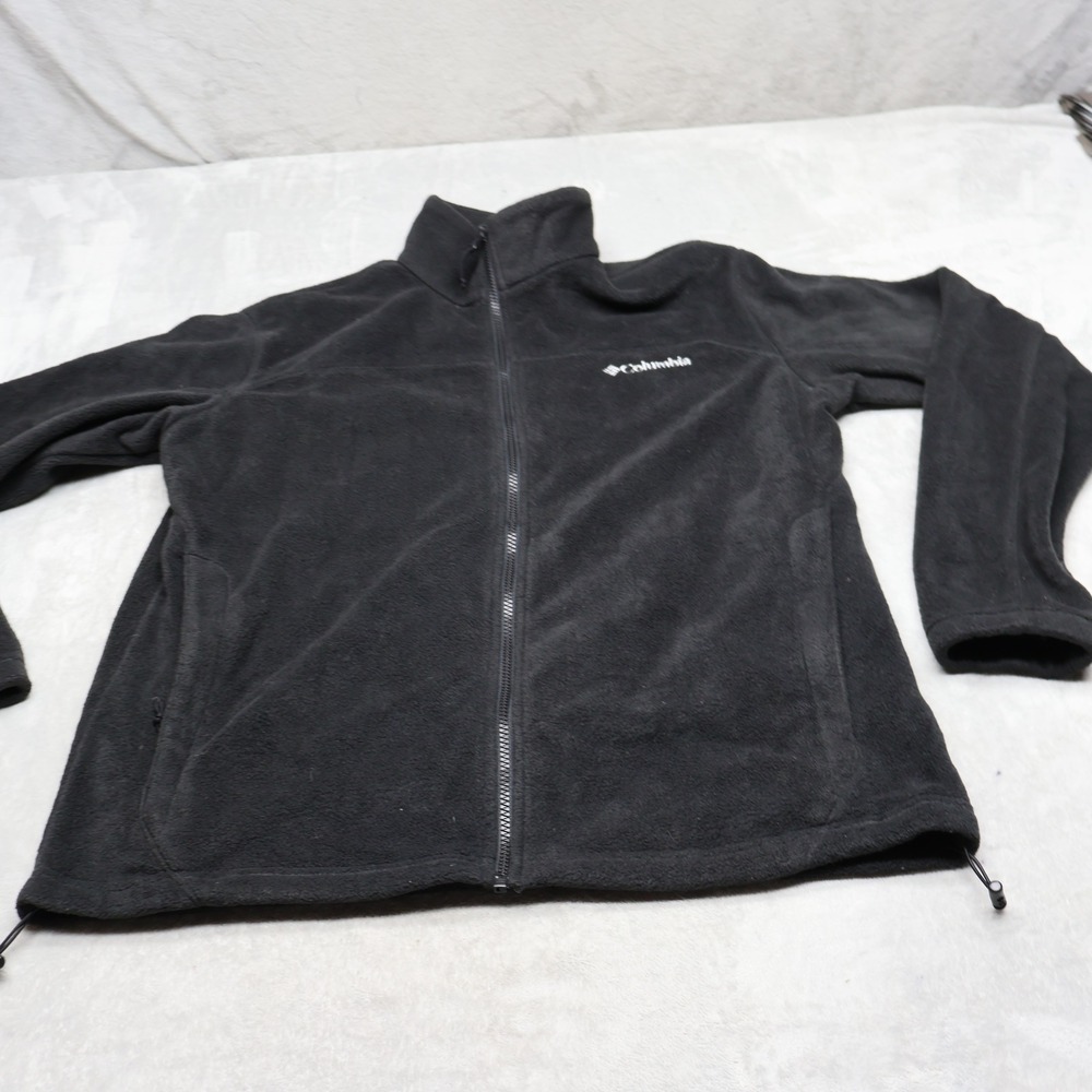 Columbia Jacket Mens Large Black Soft Fleece Full Zip Outdoor Hiking Gorpcore